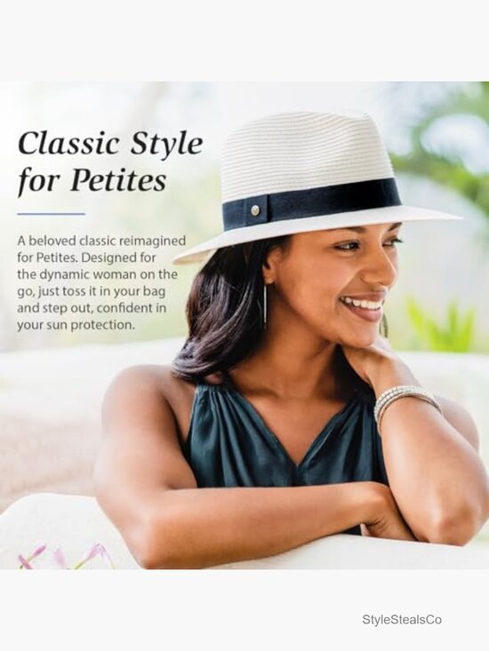Petite UPF 50+ Fedora Sun Hat, Packable, Adjustable, Travel main image 6